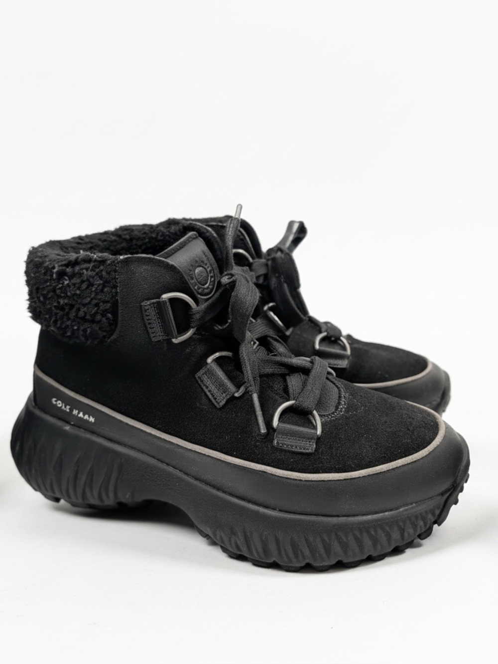 Cole Haan ZERØGRAND Flurry Black Faux Fur Boots Women’s 7.5B